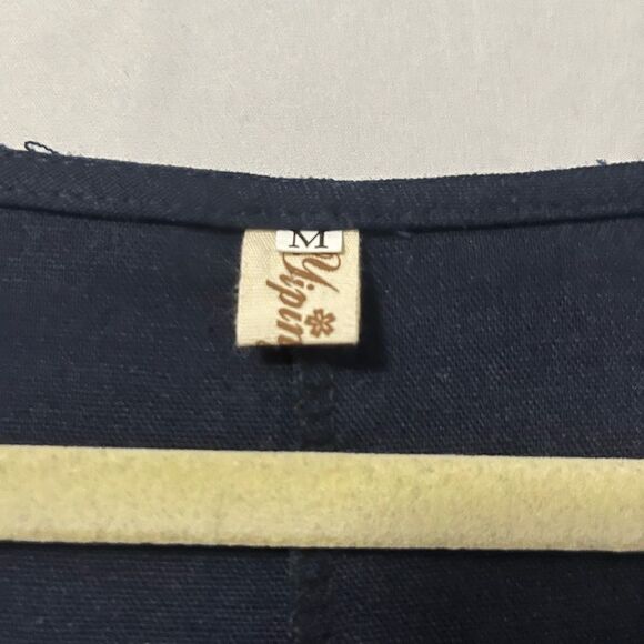 Yupin Yichu Blue Sleeveless Linen Dress Size M - Picture 2 of 6